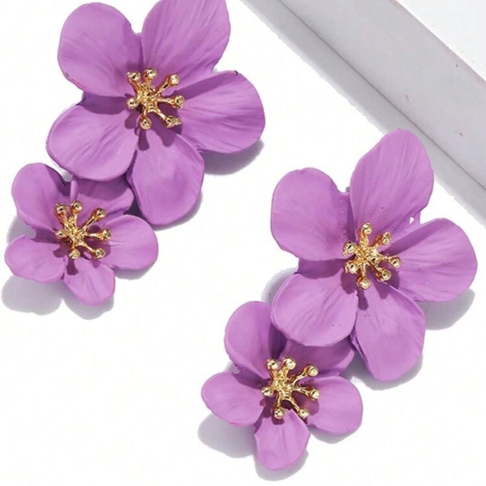 3for$20 1pair Fresh Five-Petal Flower Double Layer Earrings
